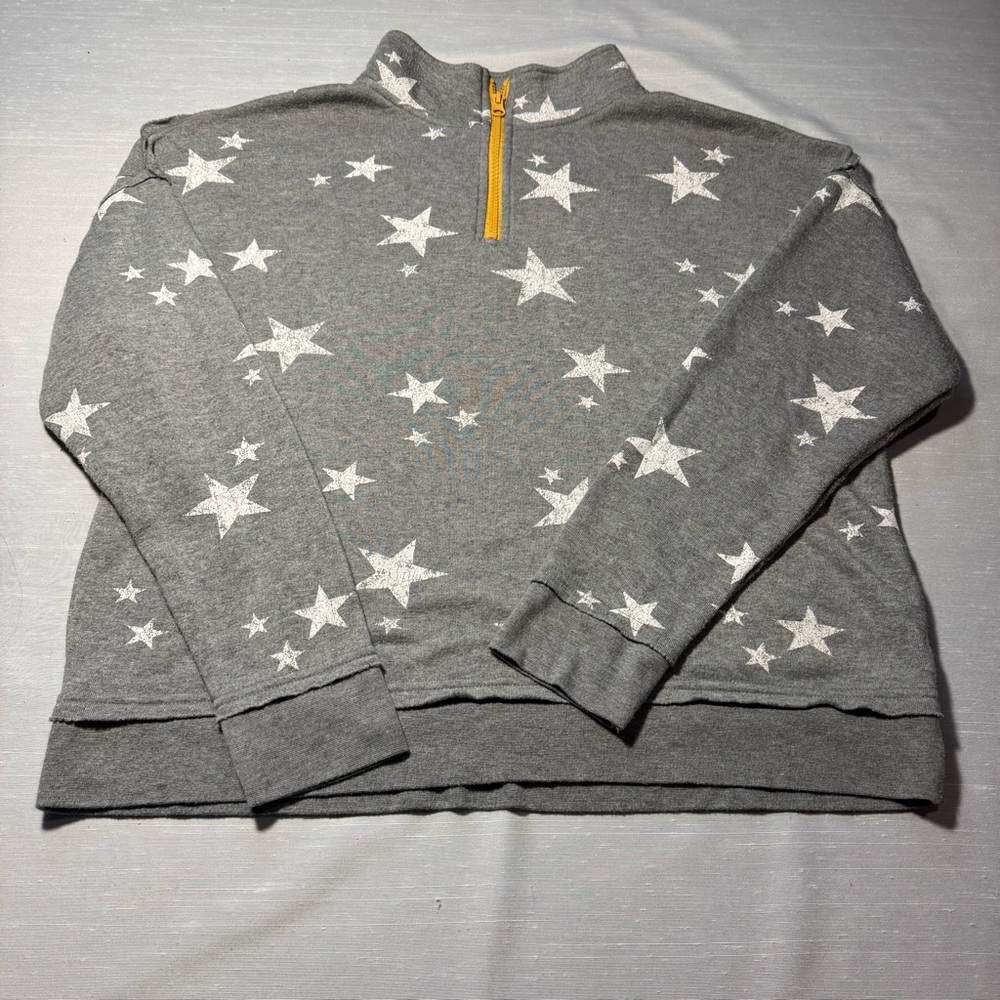 Grayson Threads Star Print Quarter Zip Pullover Gray Large